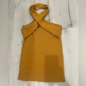 NEVER WORN Mustard Ribbed Halter Top